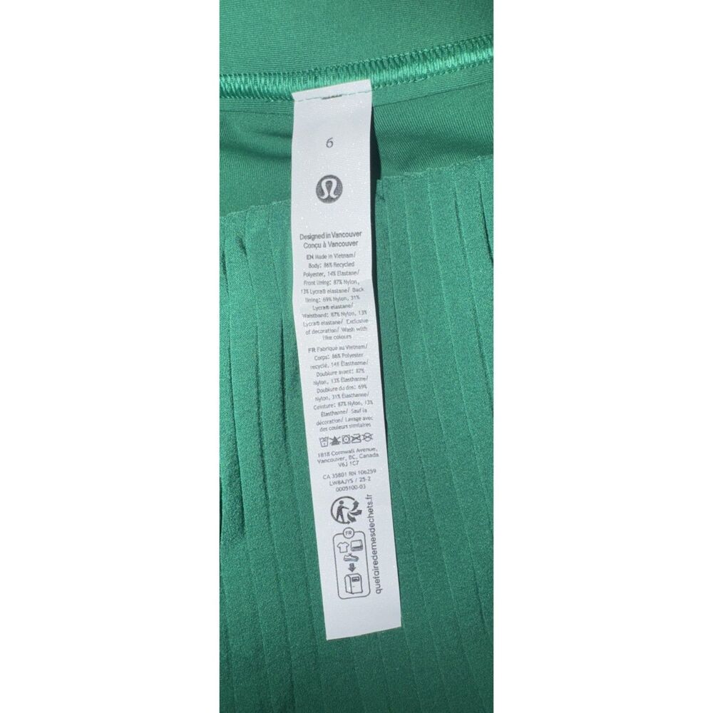 Lululemon NWT RePleat HR Tennis Skirt Size 6 in Raceway Green - Picture 5 of 5